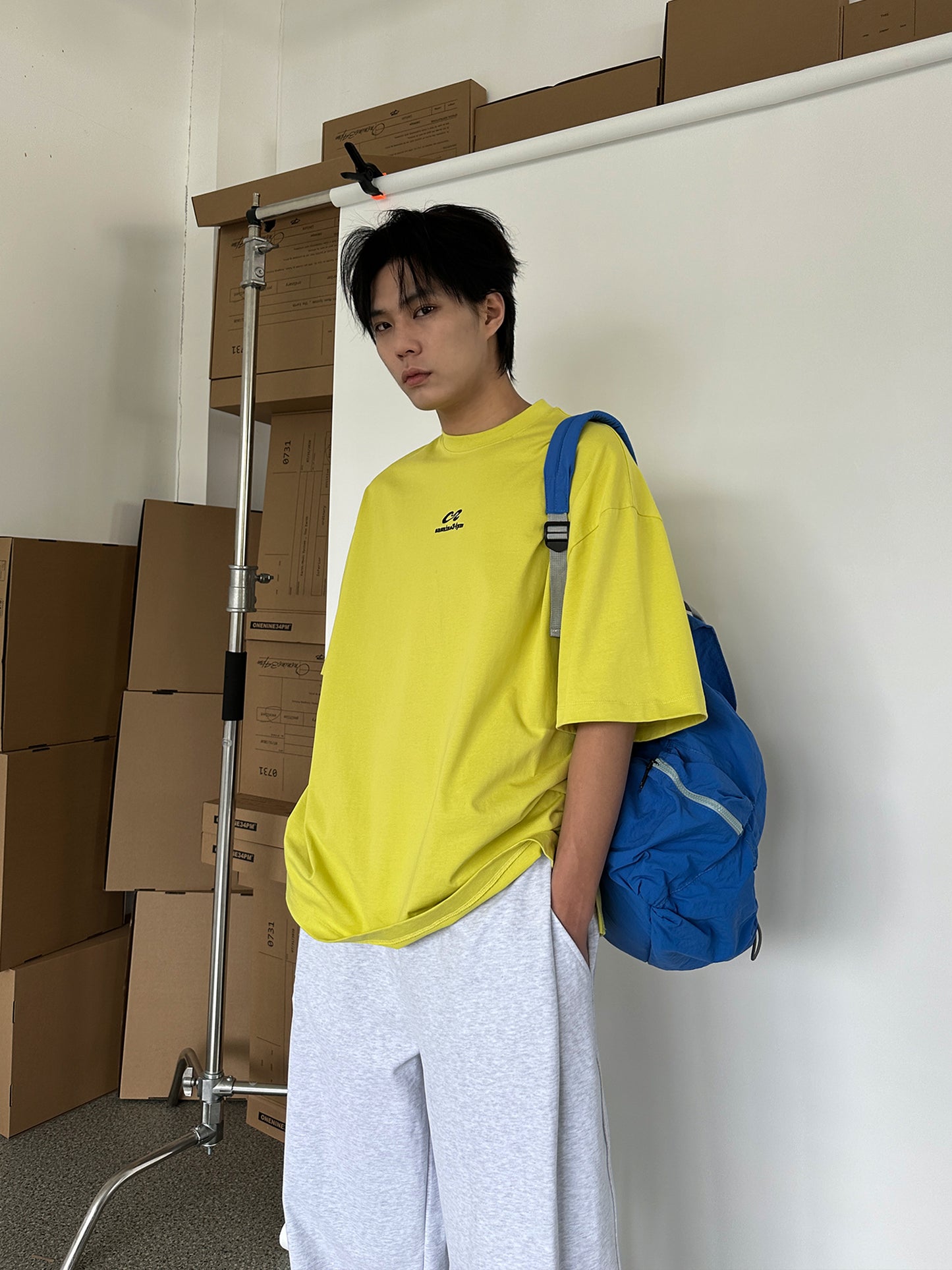 ルーズフィットシンプル刺繍Tシャツ P1469