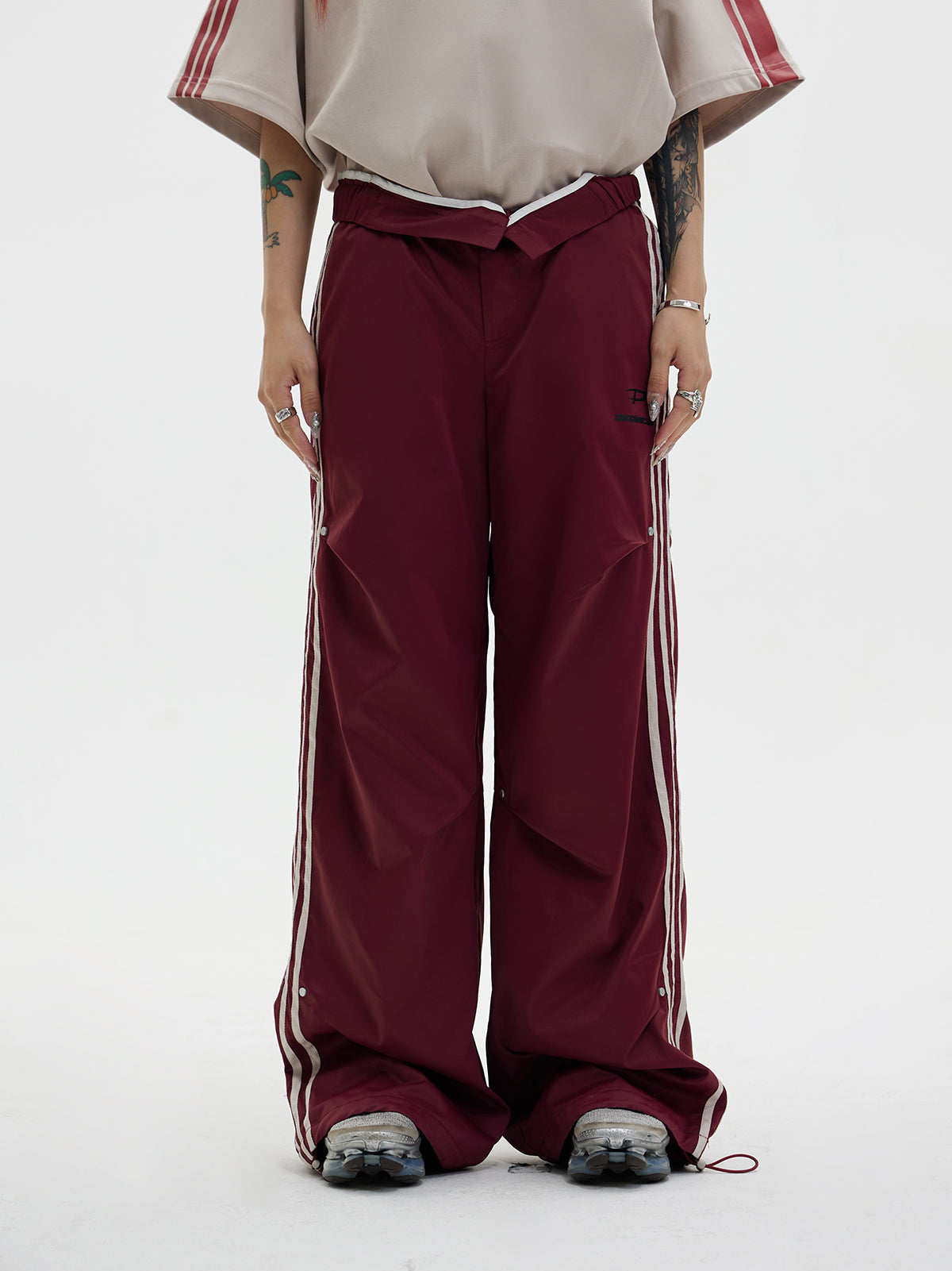 Wide leg side line casual pants P548