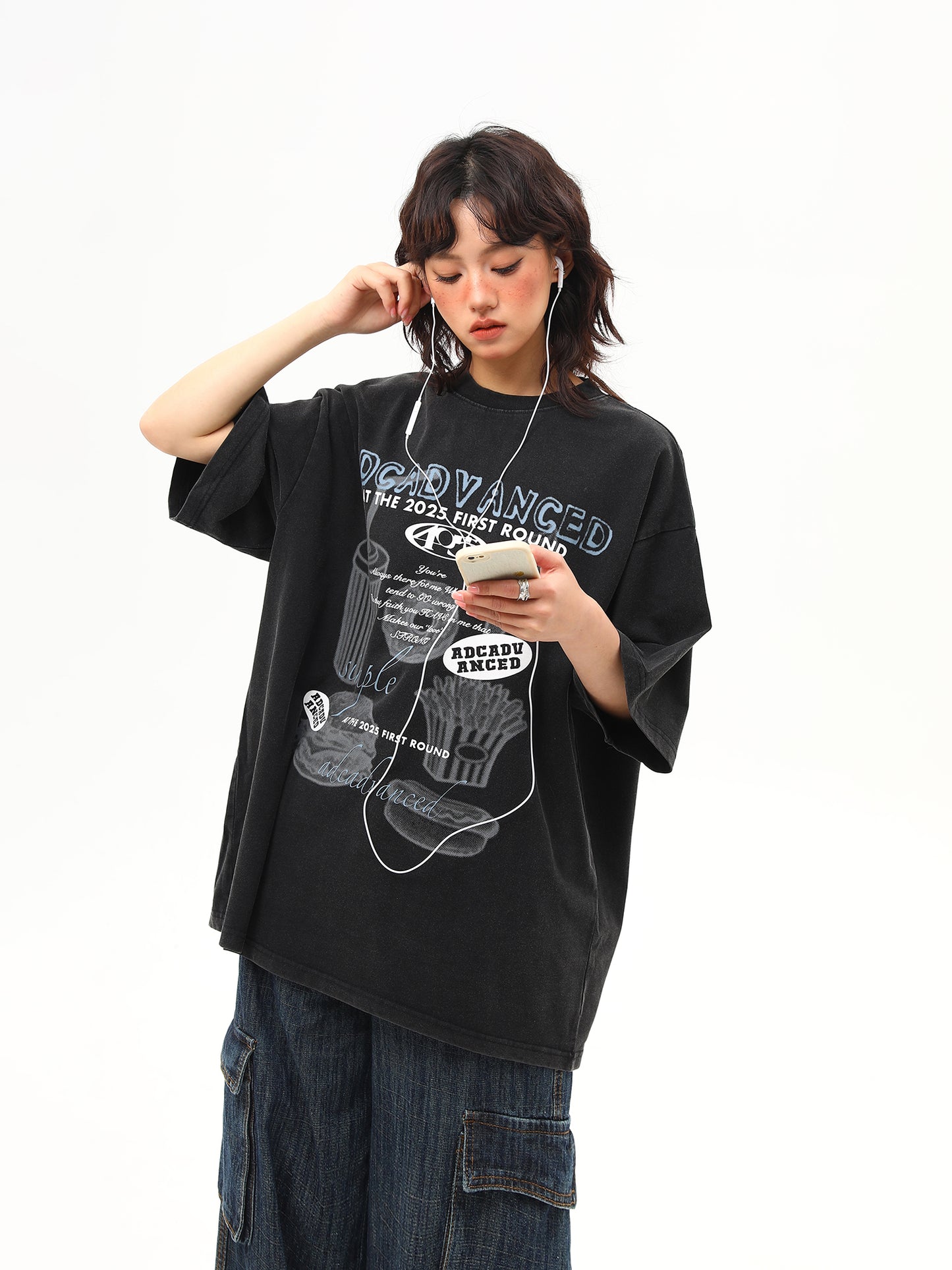 ウォッシュ加工 プリントTシャツ P2024