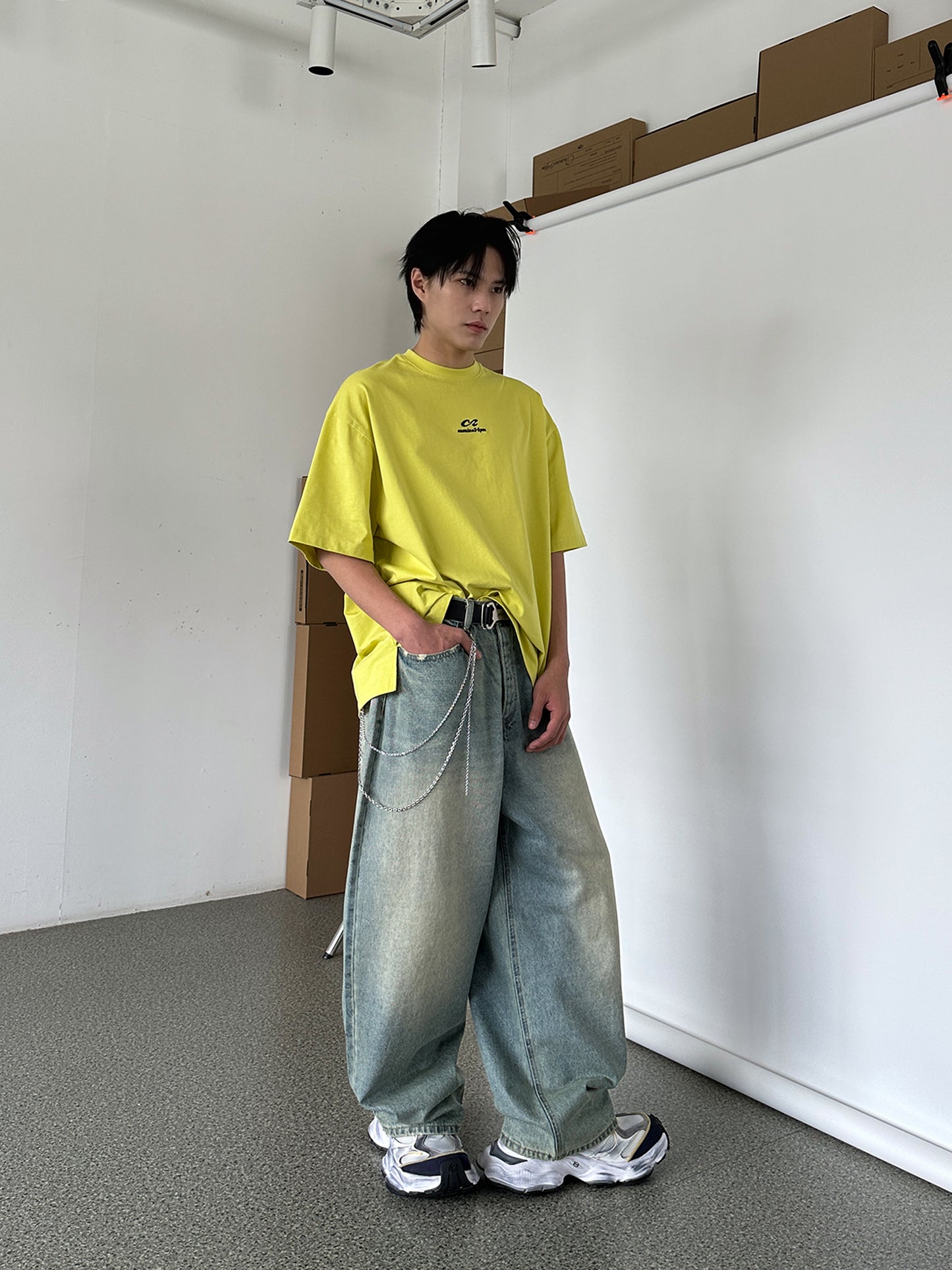 ルーズフィットシンプル刺繍Tシャツ P1469
