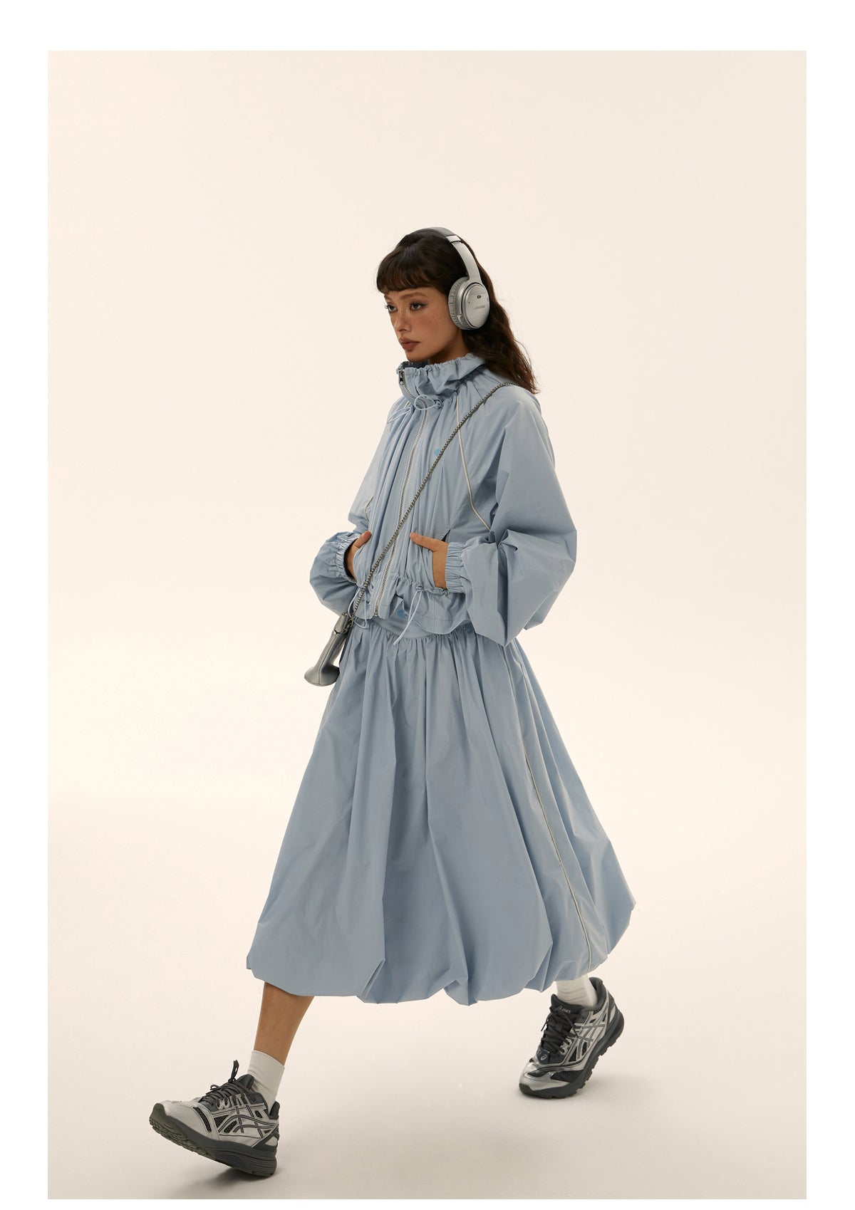 Short sleeve jacket & parachute skirt set P216