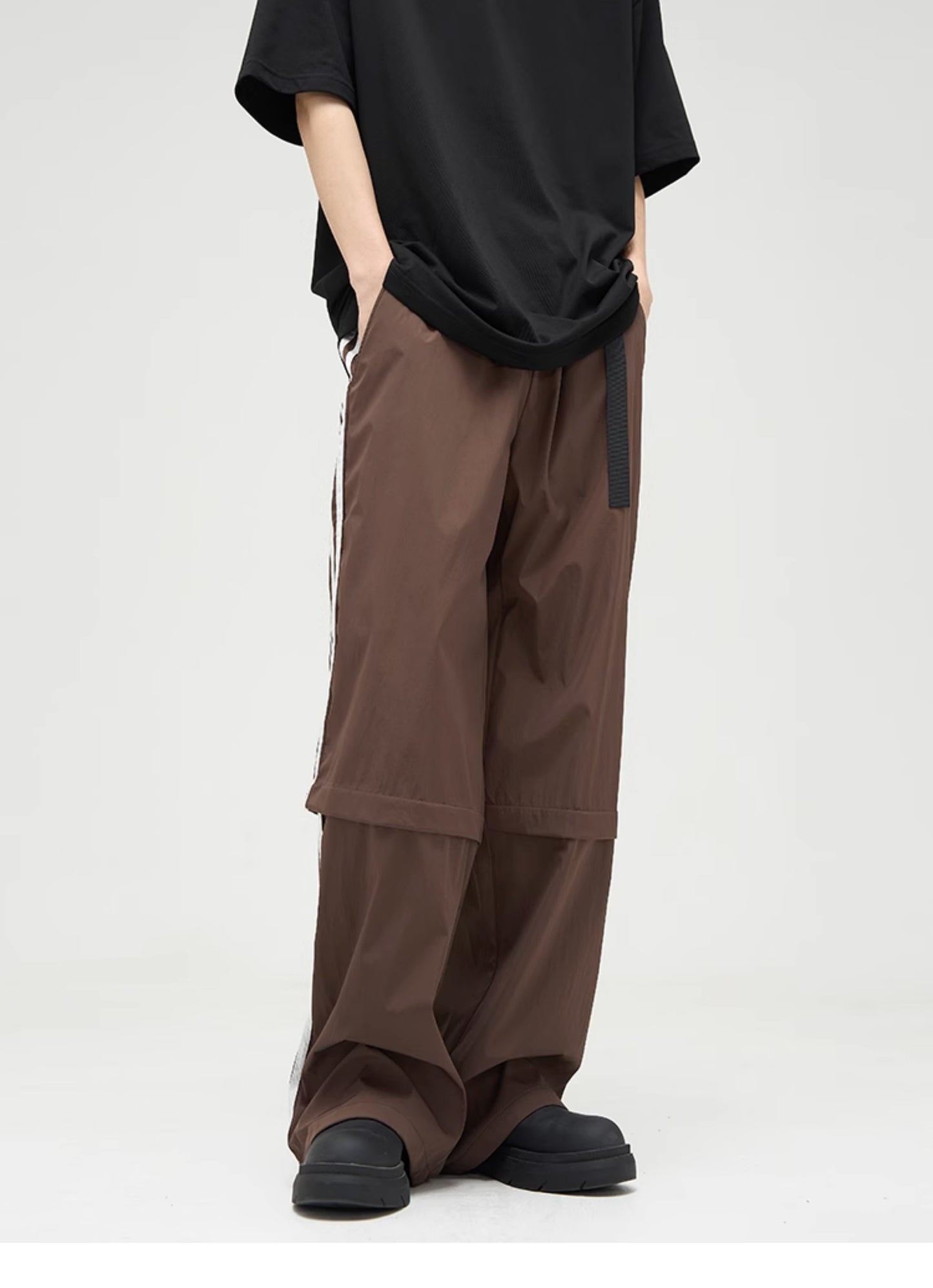 Loose fit side line casual pants P352