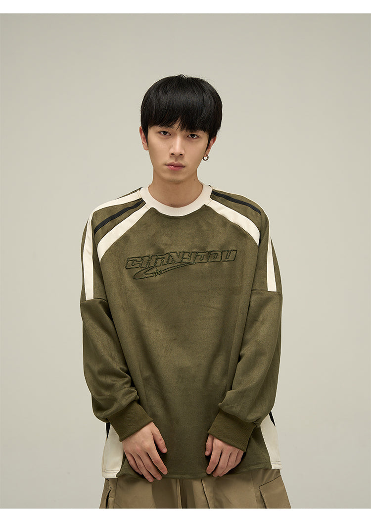 Retro round neck sports sweatshirt P618