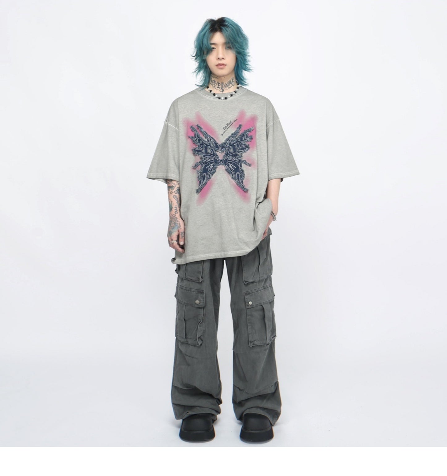 ダメージウォッシュド ショートスリーブTシャツ P1370