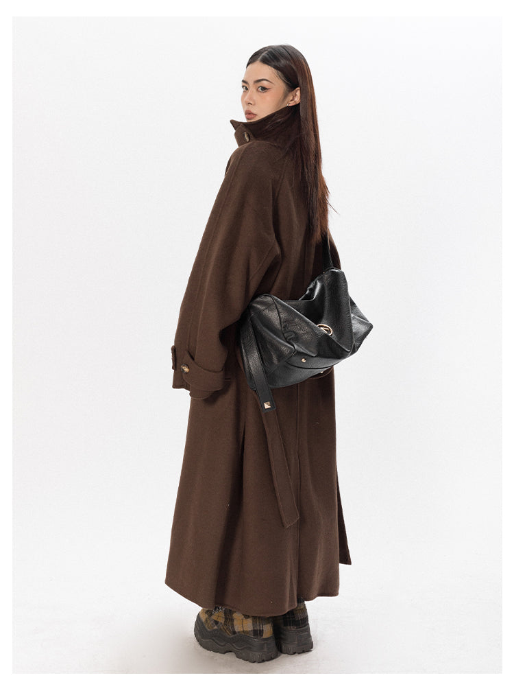 Wool extra long coat P704