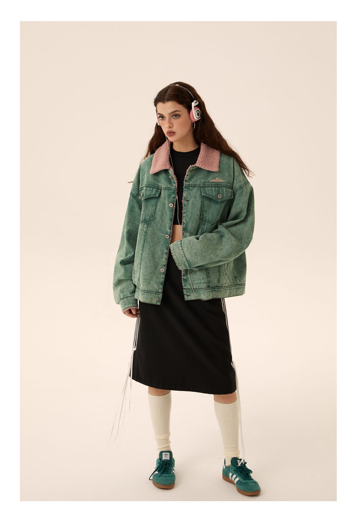 Retro Washed Boa Denim Jacket P410
