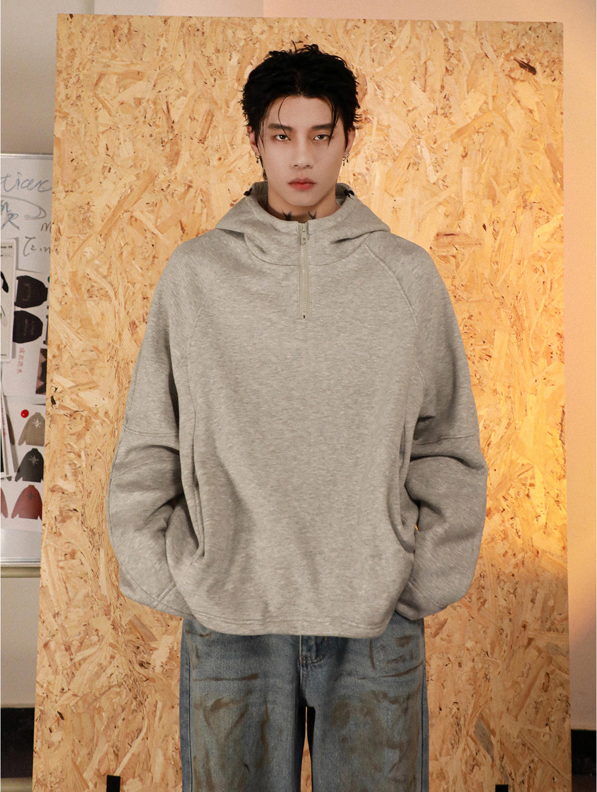 하프 Zip 후드 스웨트 P910