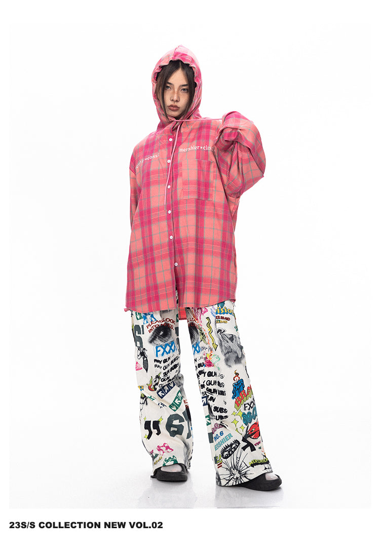 Hand-painted colorful graffiti wide pants P732