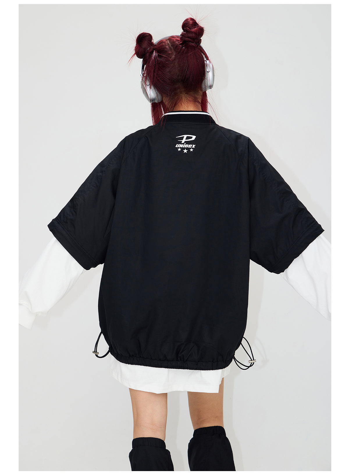 2-way V-neck layered casual sweatshirt P545
