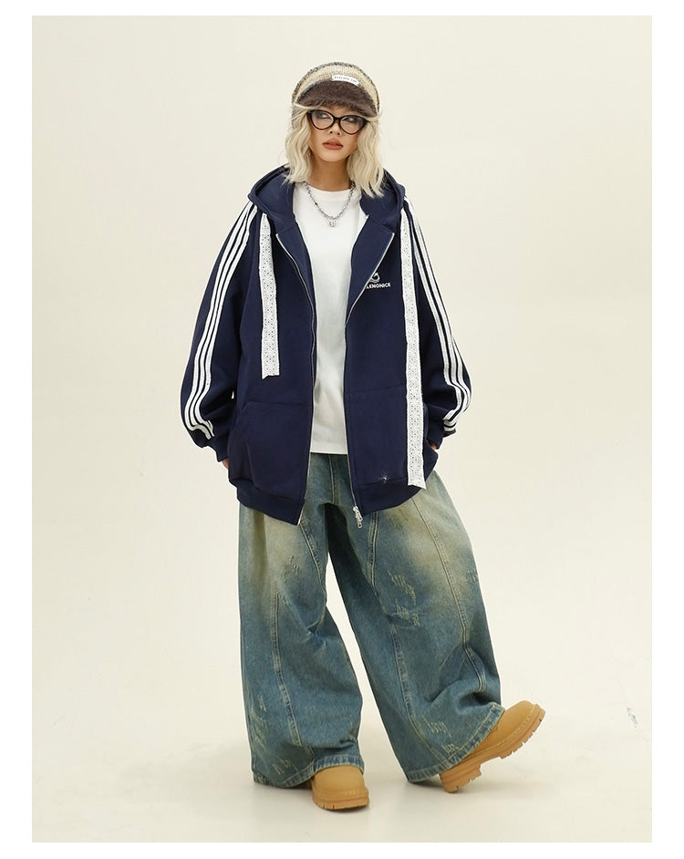 レースストラップサイドラインパーカー P1787