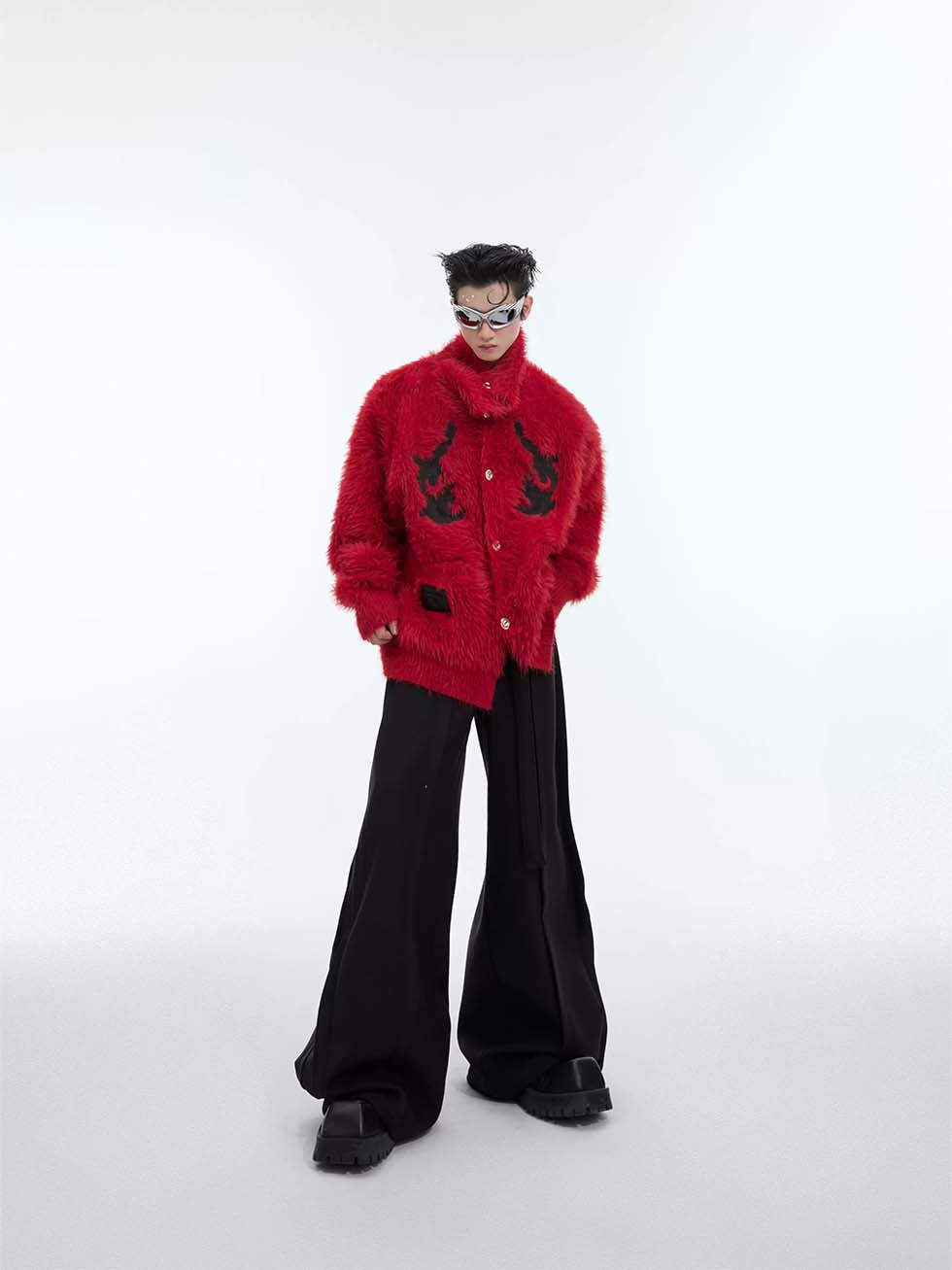 Anti-mink turtleneck cardigan P1044