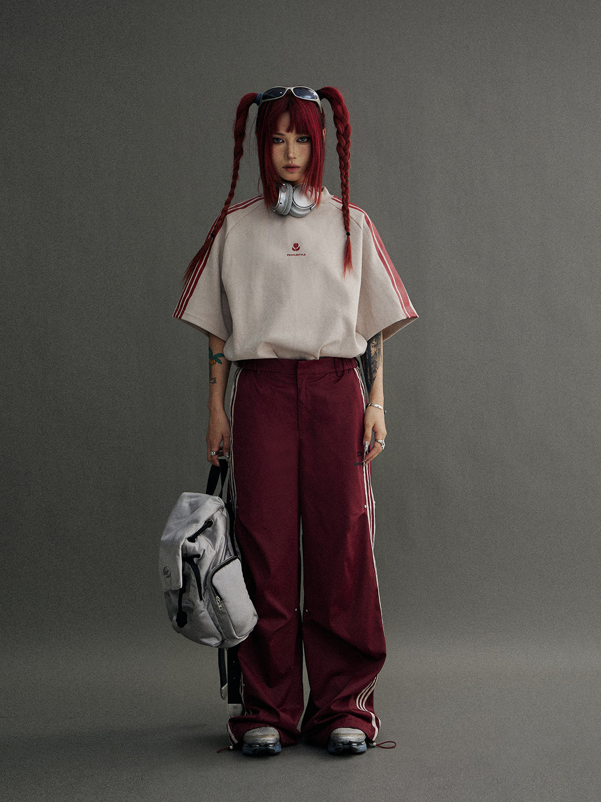 Wide leg side line casual pants P548