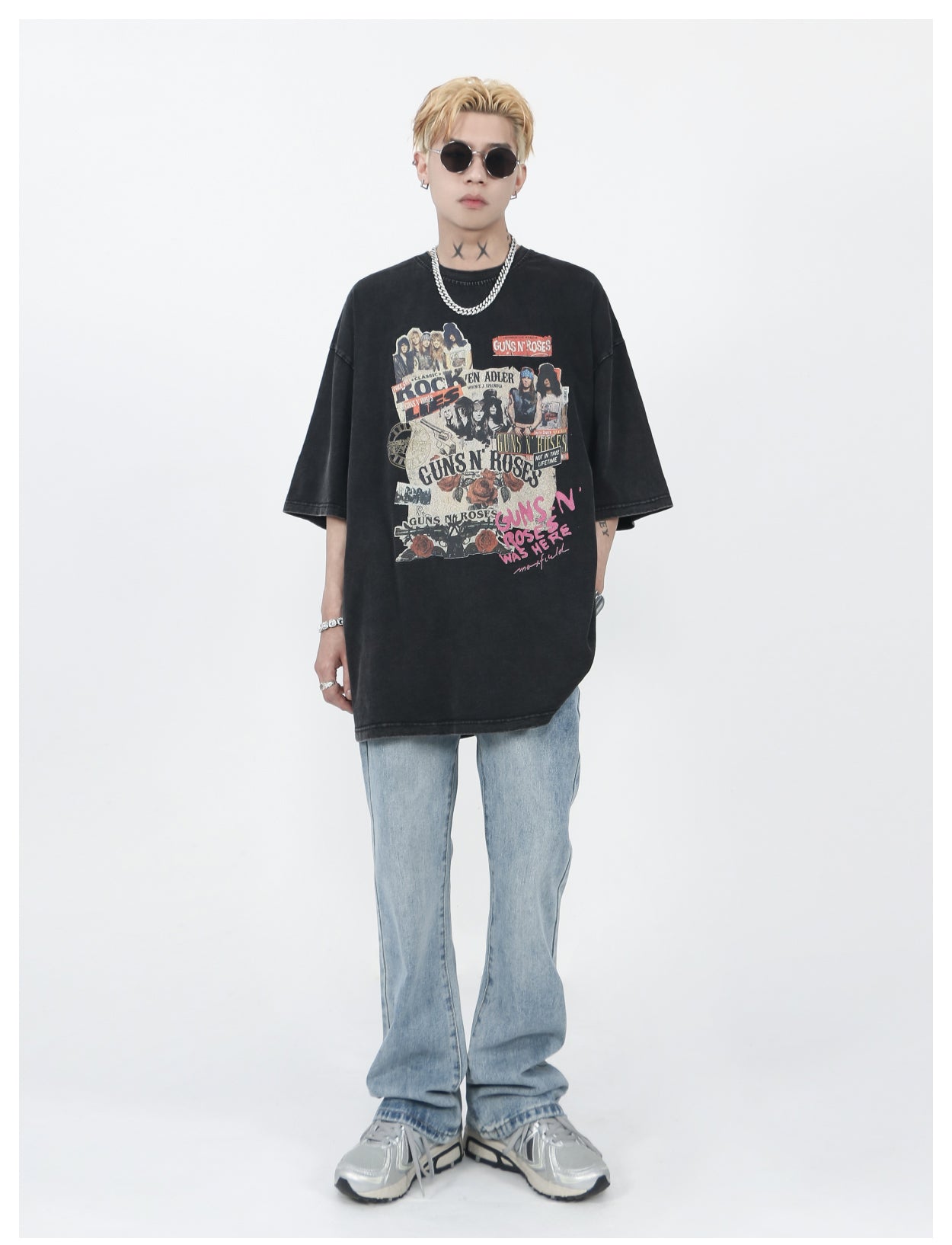 レトロフロントグラフィックTシャツ P198