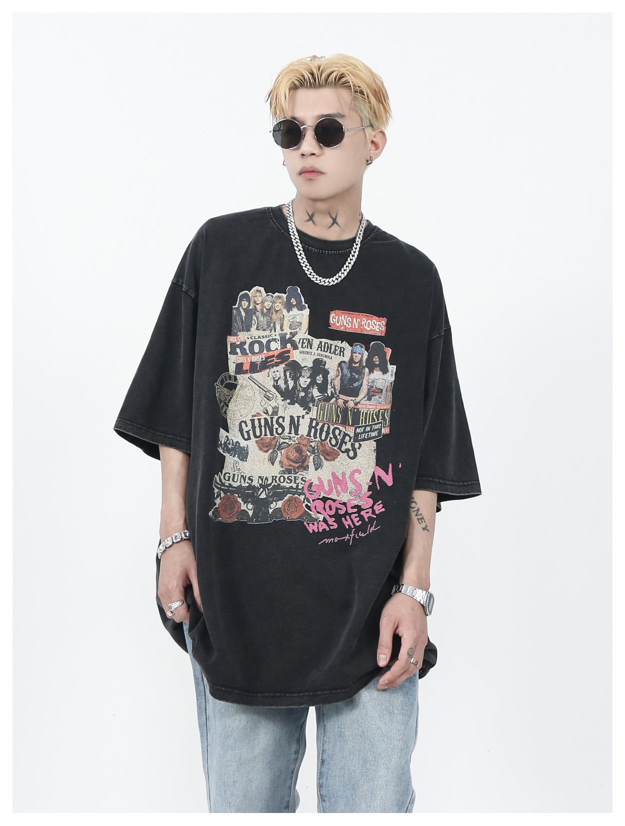 レトロフロントグラフィックTシャツ P198