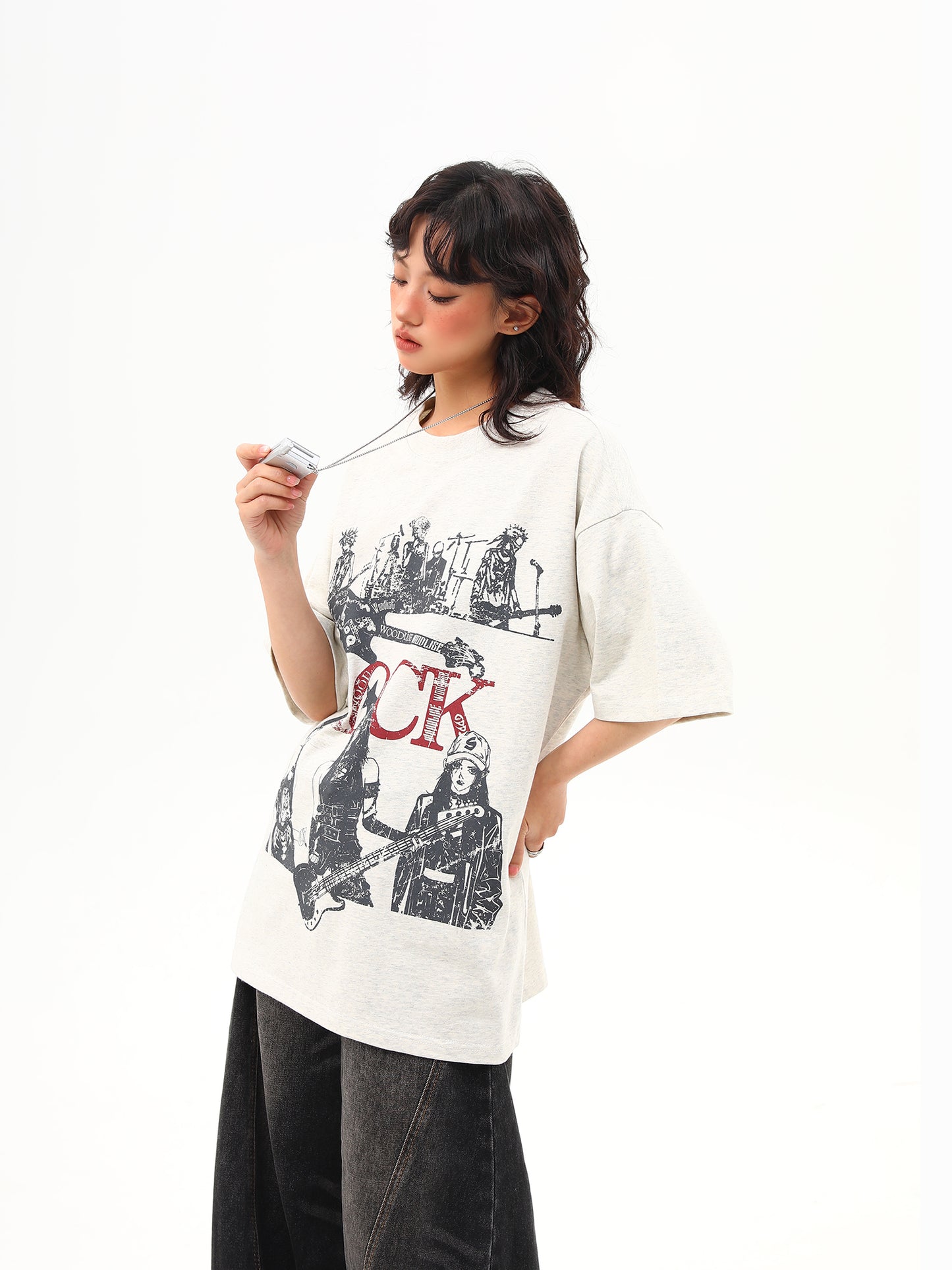 バンド プリント Tシャツ P2017