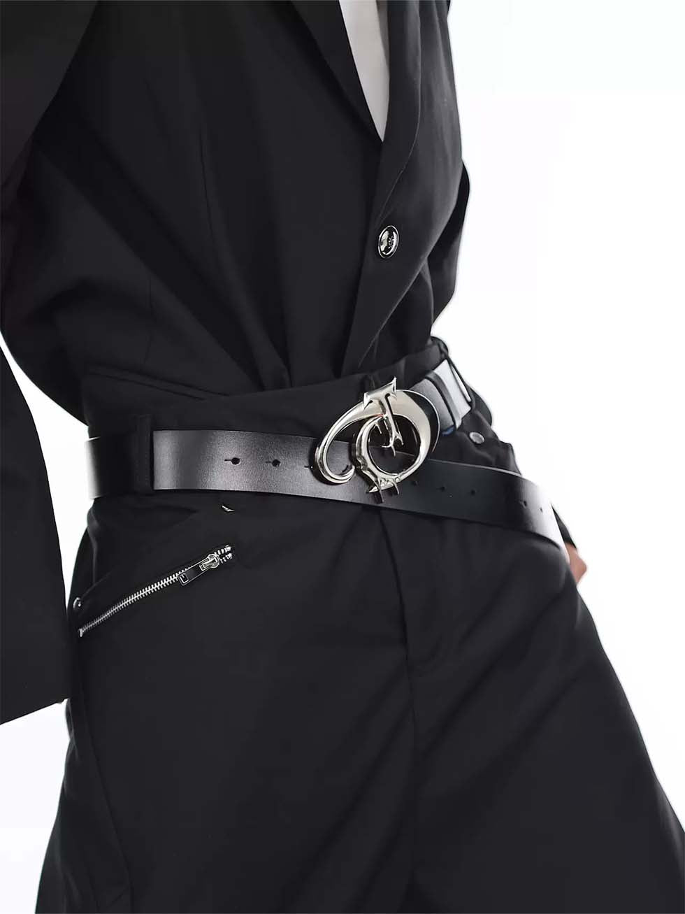 Irregular Metal Logo Belt P1034