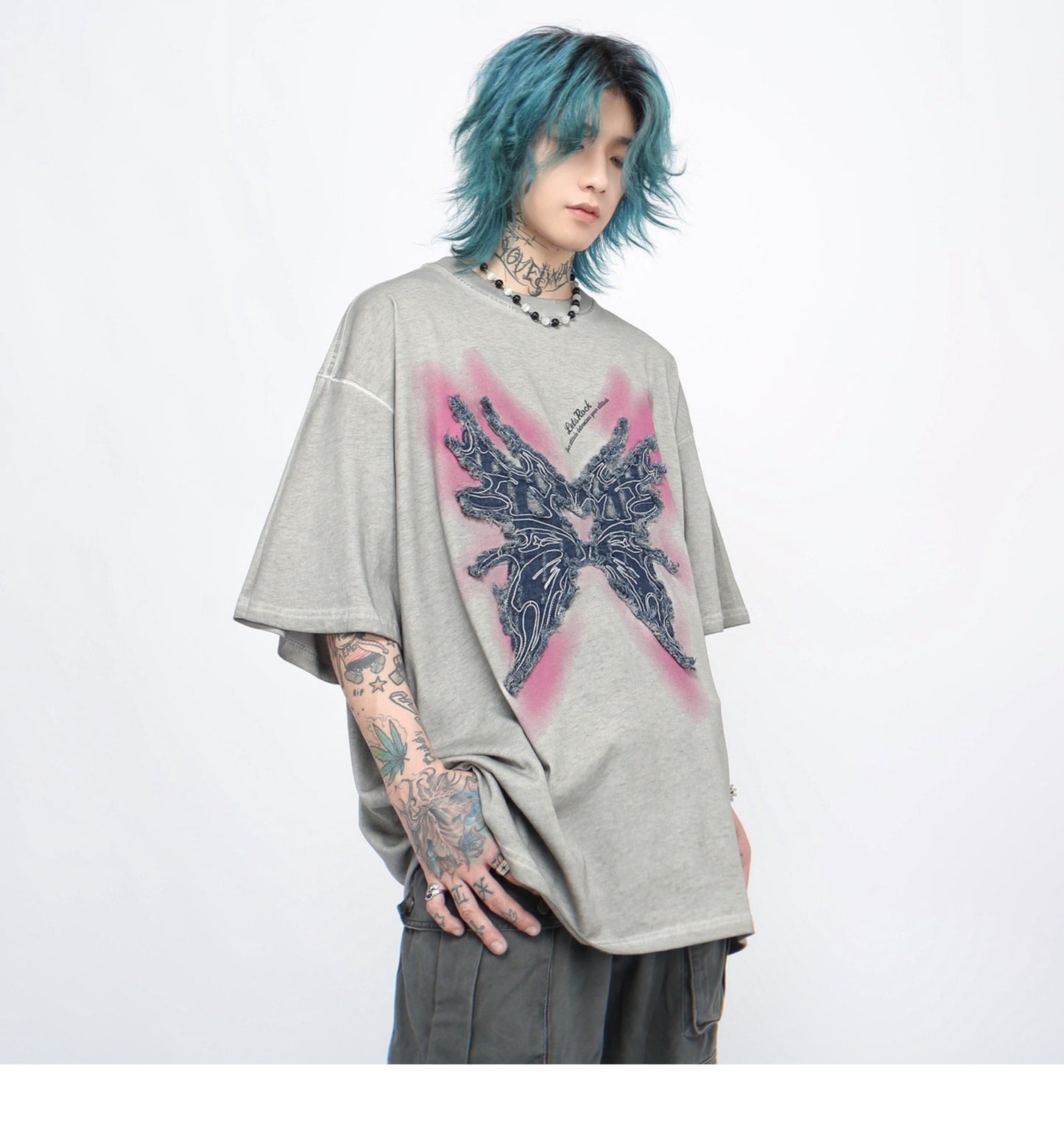 ダメージウォッシュド ショートスリーブTシャツ P1370