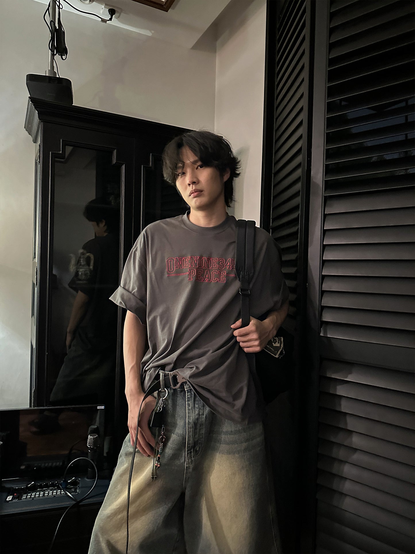 刺繍 プリント 半袖Tシャツ P1461