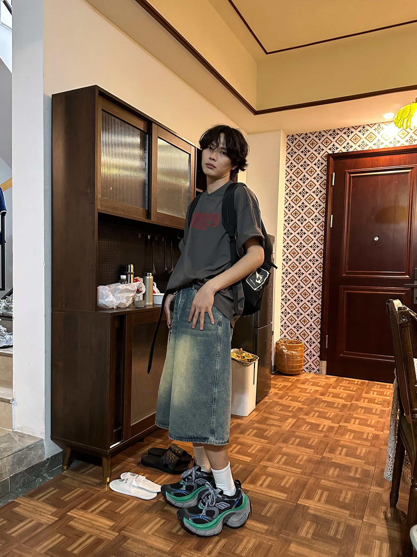 刺繍 プリント 半袖Tシャツ P1461