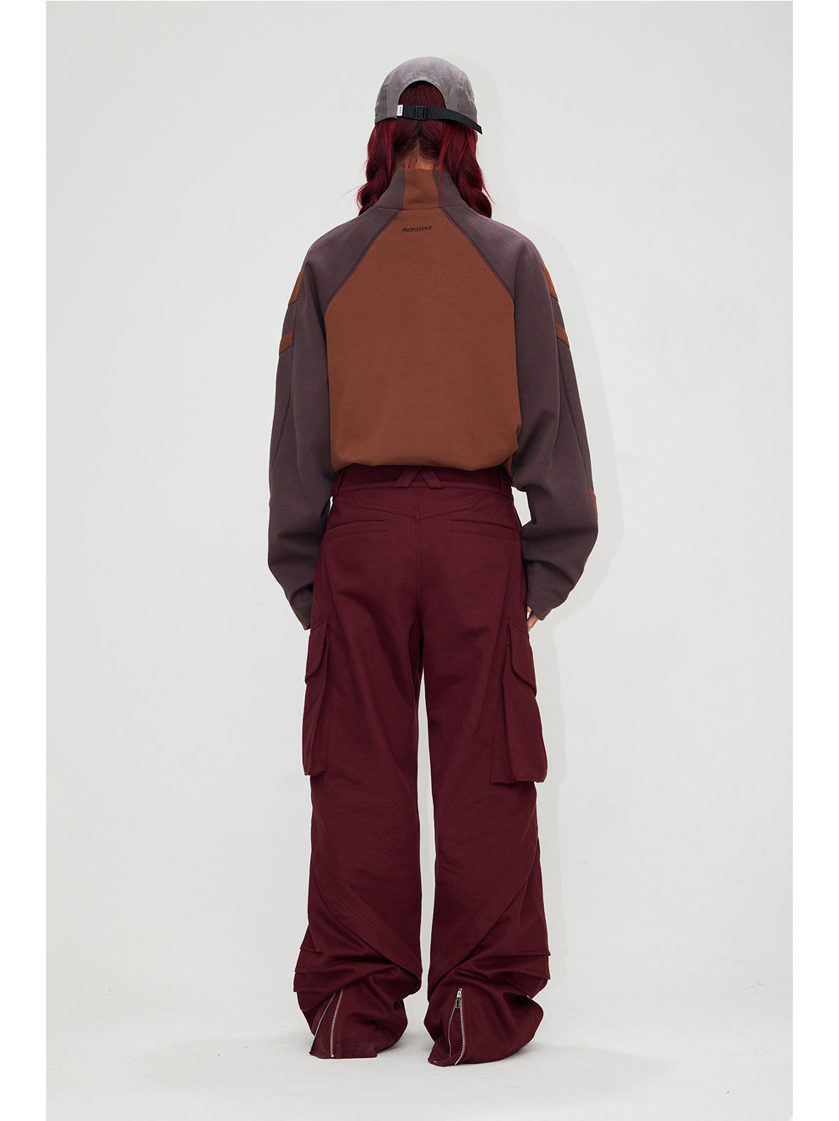 Contrast color half zip sweatshirt P521