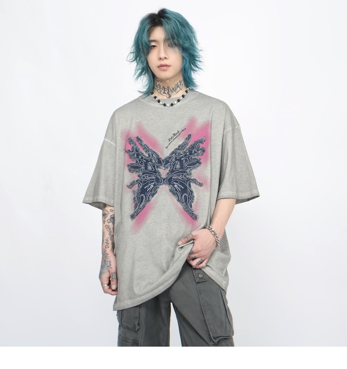 ダメージウォッシュド ショートスリーブTシャツ P1370