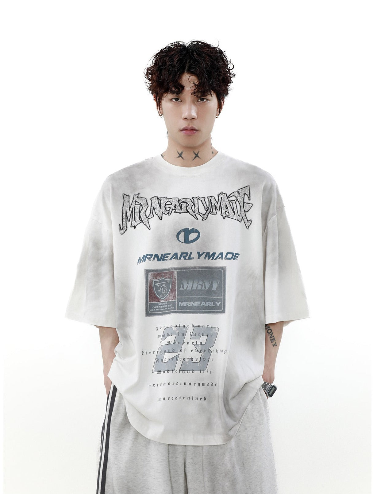 하이 스트리트 데미지 반소매 티셔츠 P1350