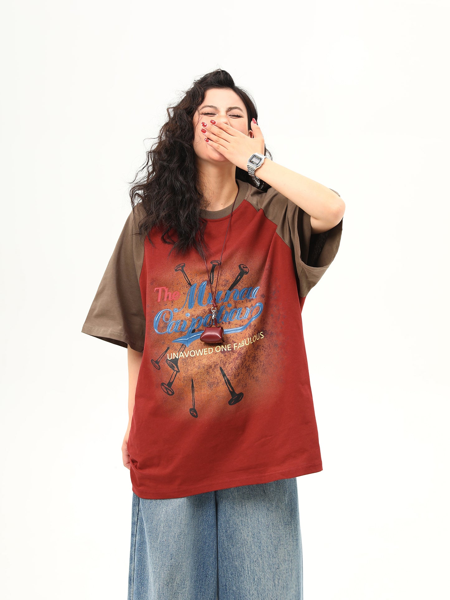 コントラストカラー ラグランスリーブ Tシャツ P2034