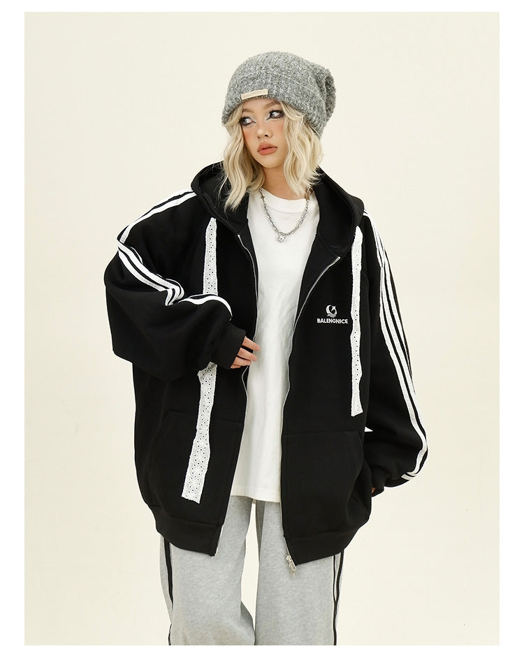 レースストラップサイドラインパーカー P1787