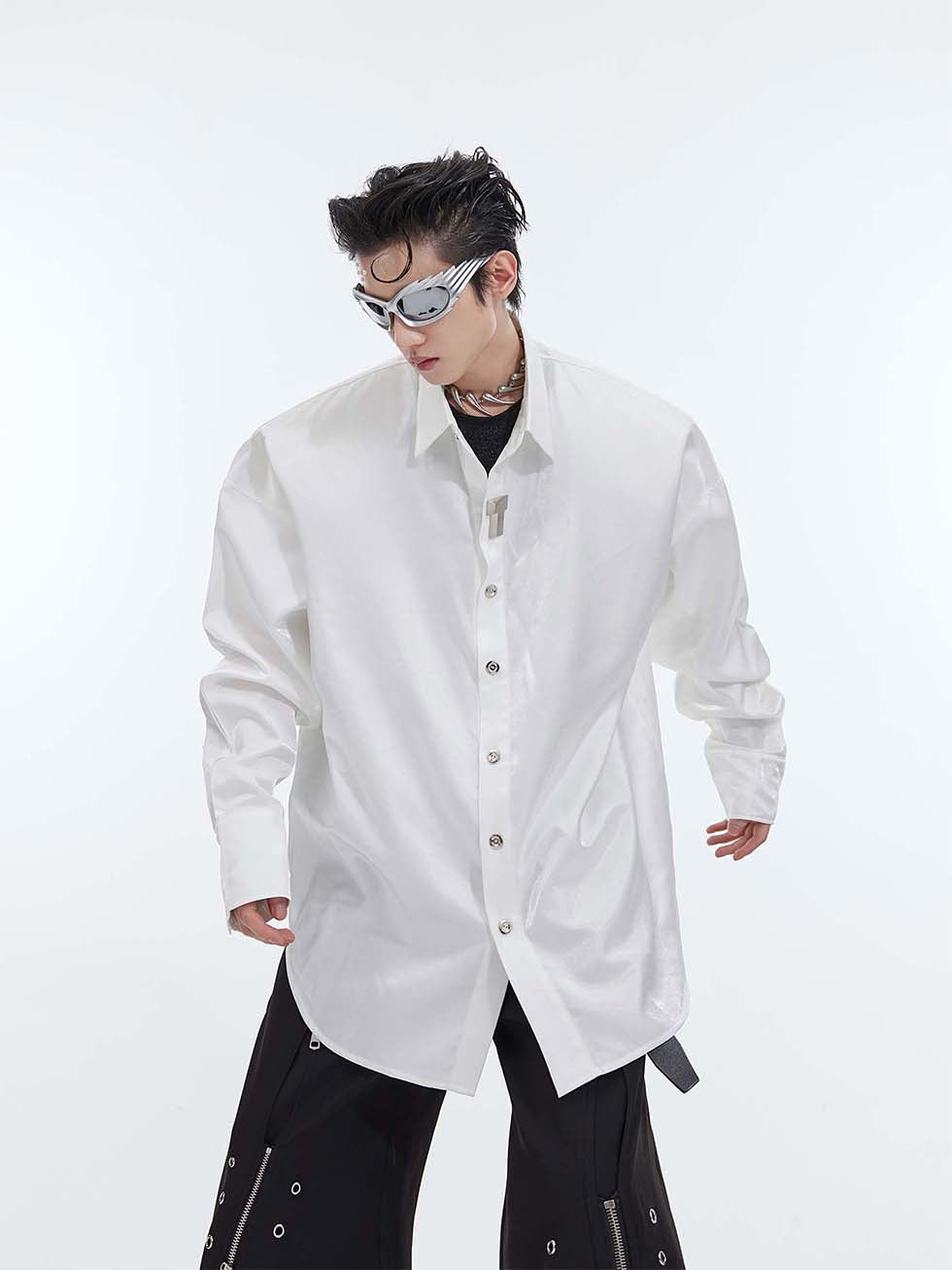 Metal decoration loose shirt P1084