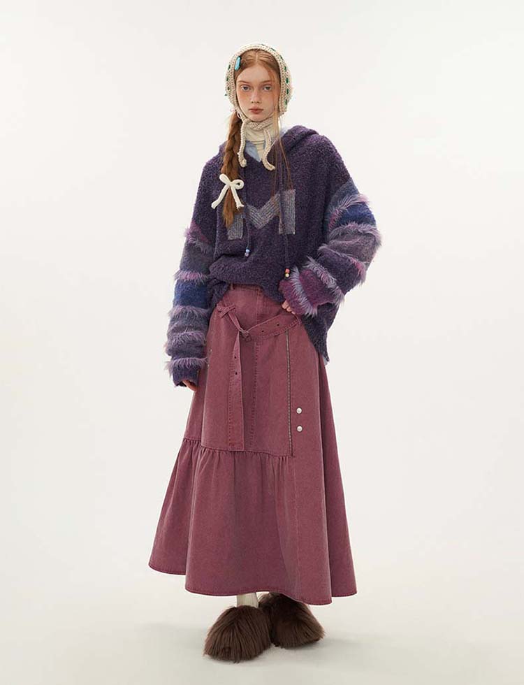 Loose hooded sweater P1324