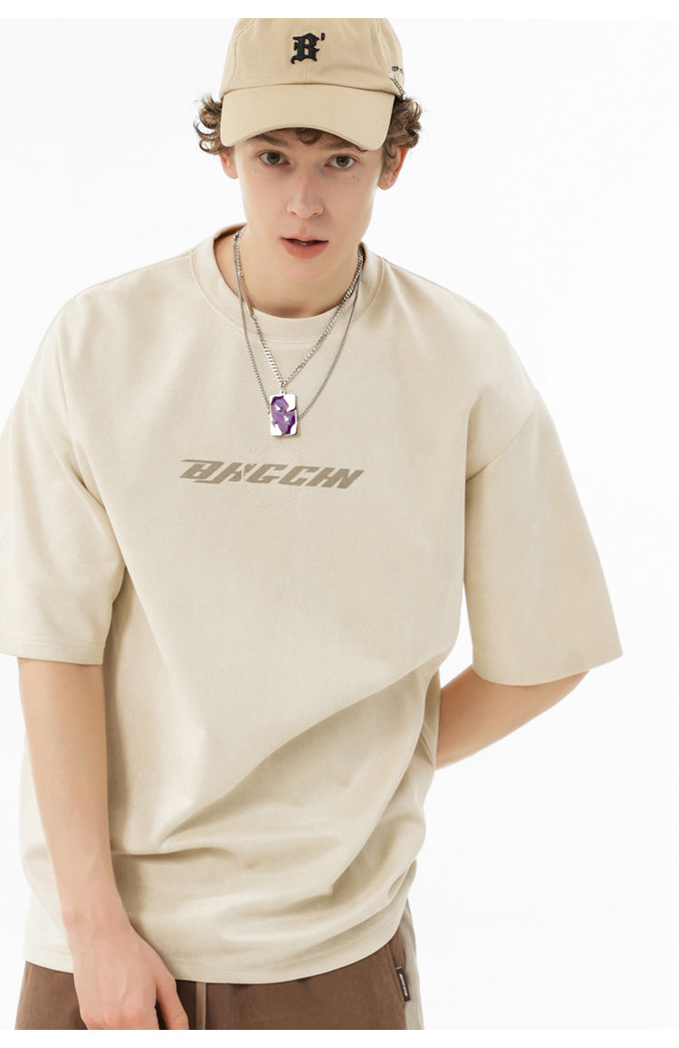 Suede logo T-shirt P095