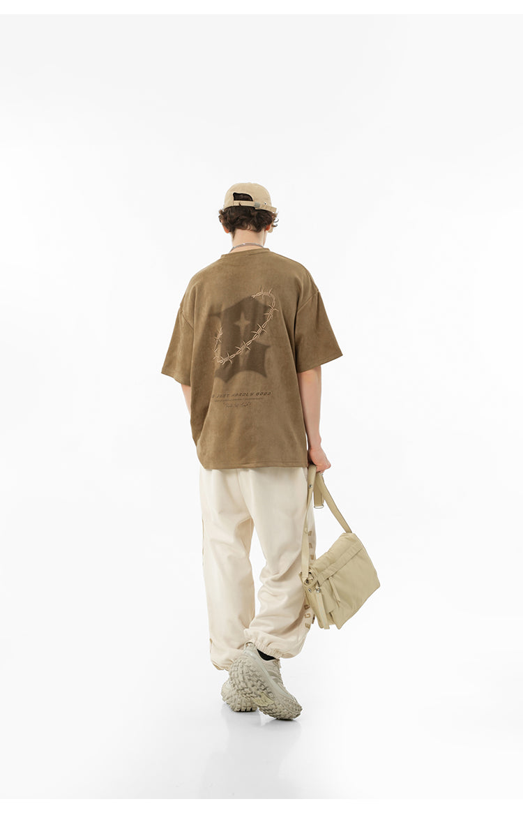 Suede logo T-shirt P095