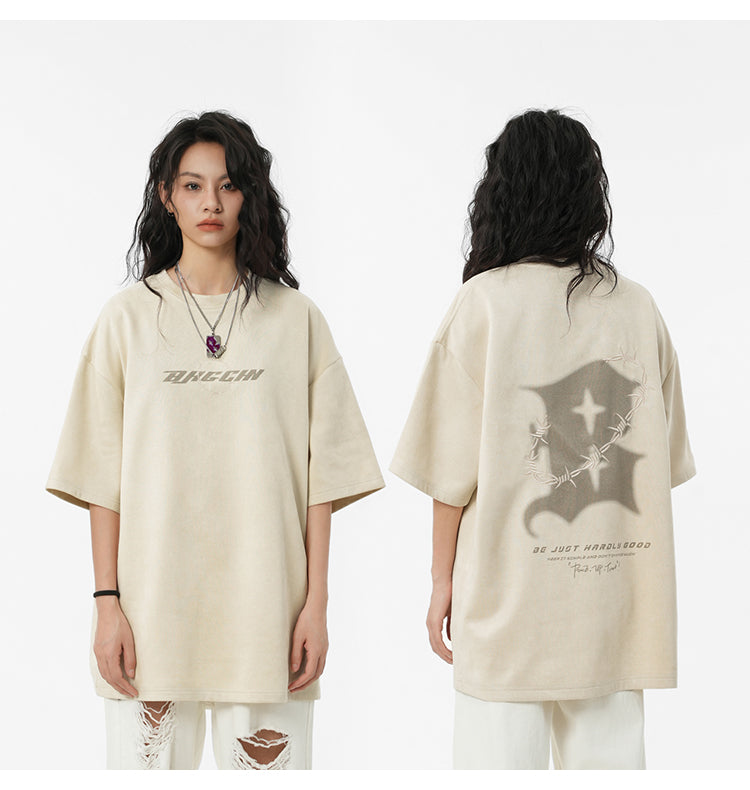 Suede logo T-shirt P095