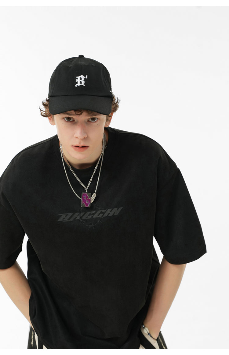 Suede logo T-shirt P095