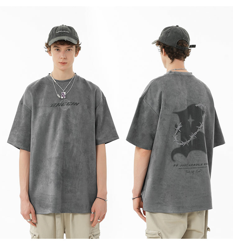 Suede logo T-shirt P095