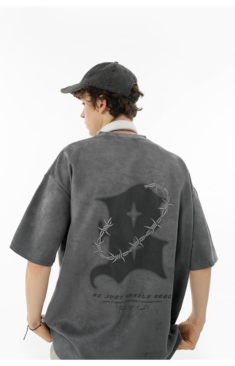 Suede logo T-shirt P095