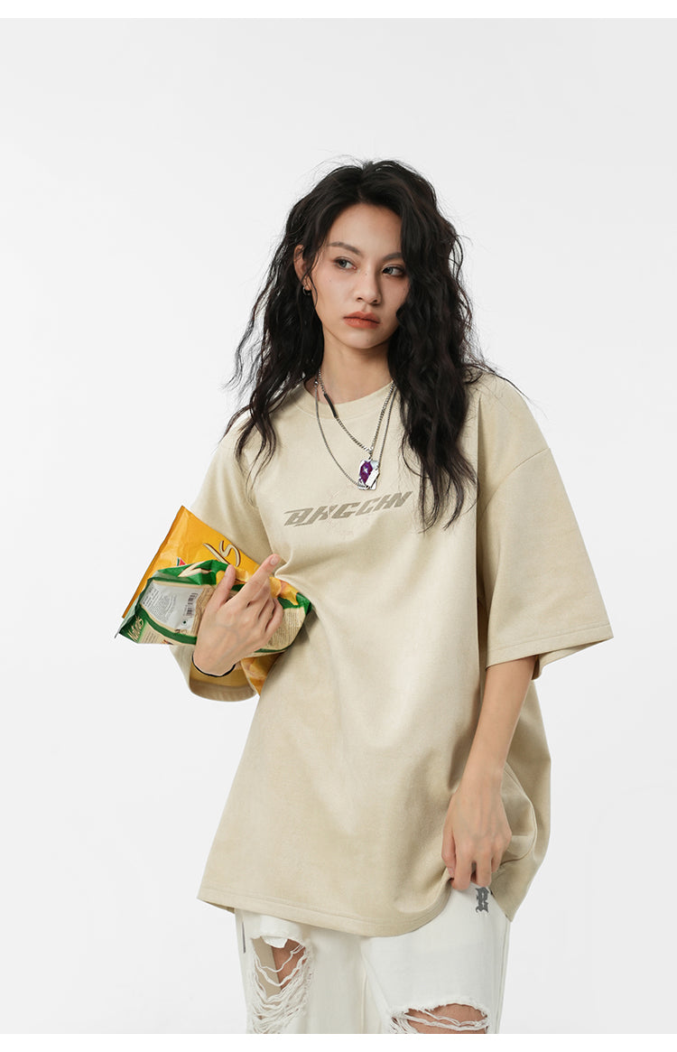 Suede logo T-shirt P095