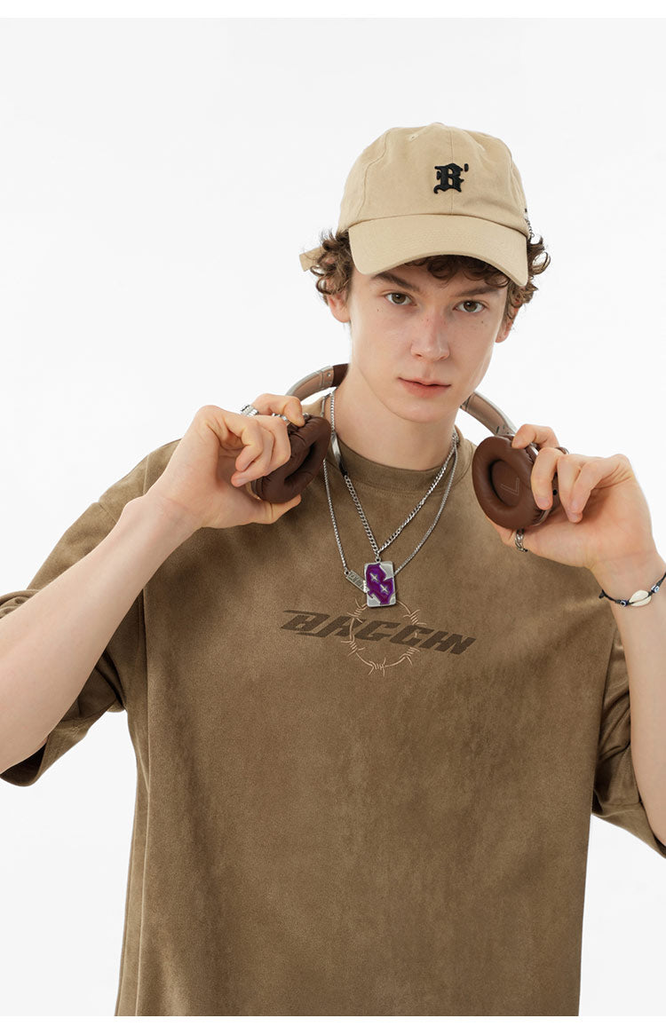 Suede logo T-shirt P095