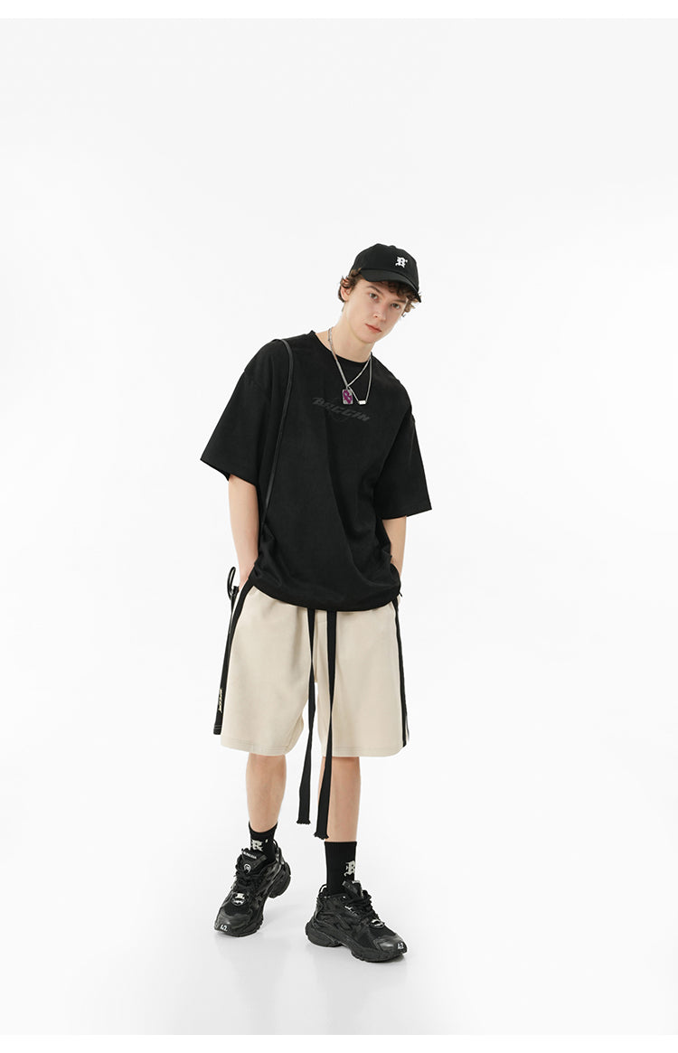 Suede logo T-shirt P095