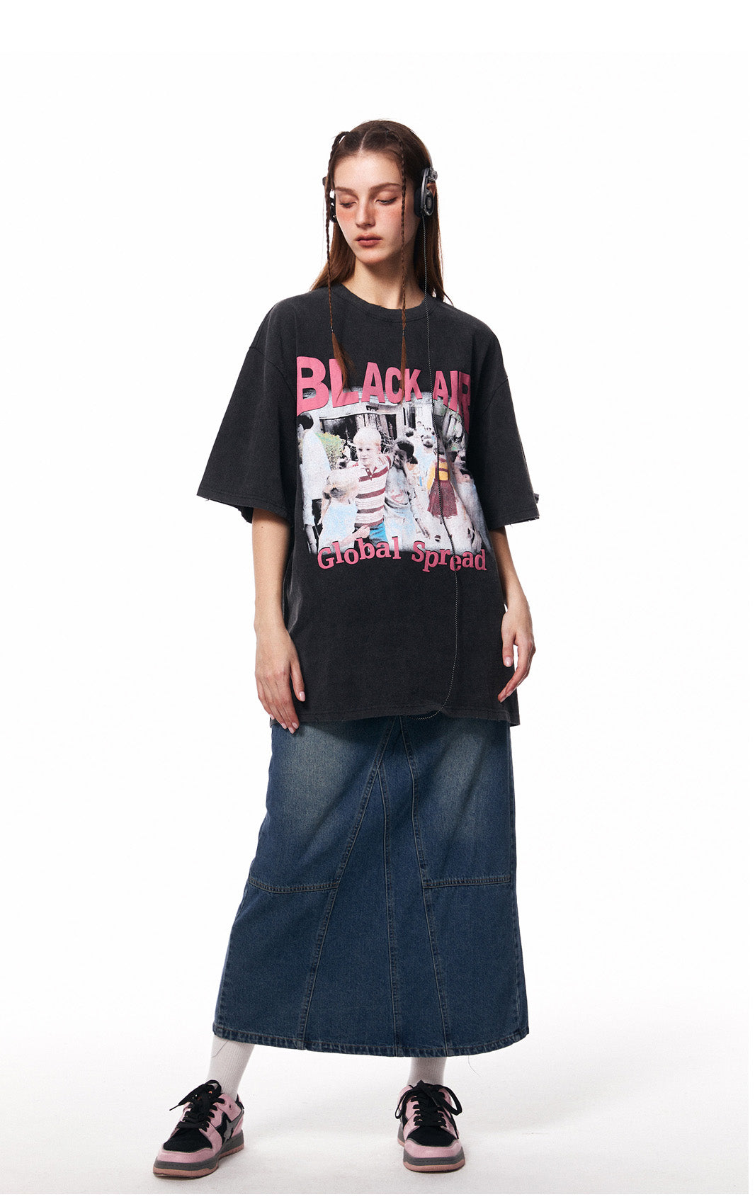 ウォシュドプリントTシャツ P046