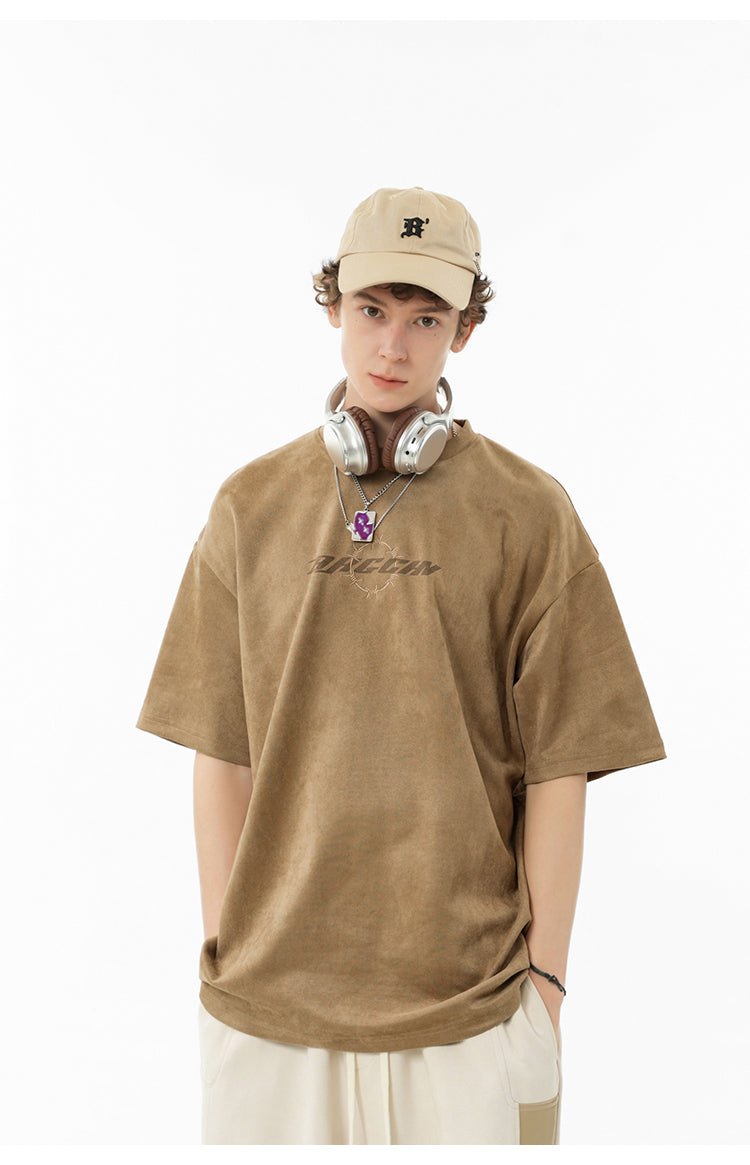 Suede logo T-shirt P095