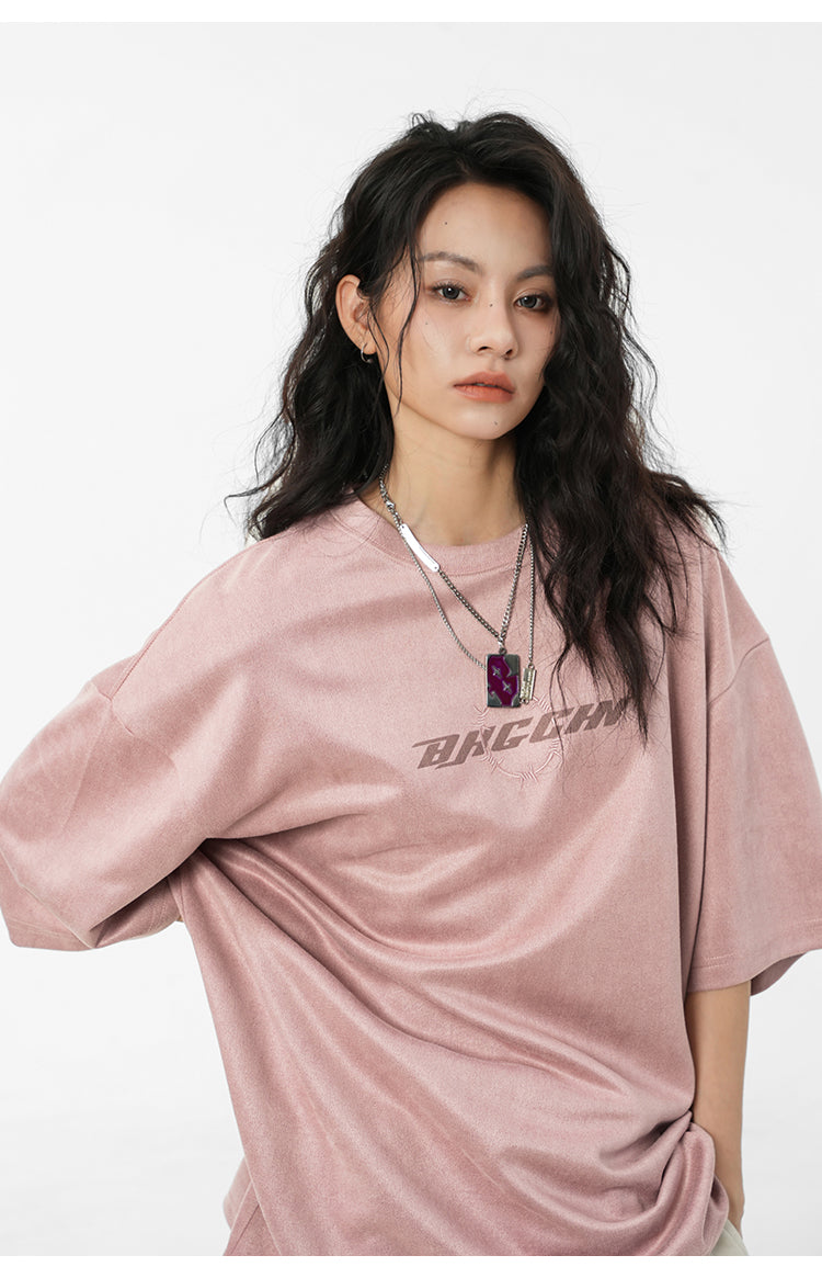 Suede logo T-shirt P095