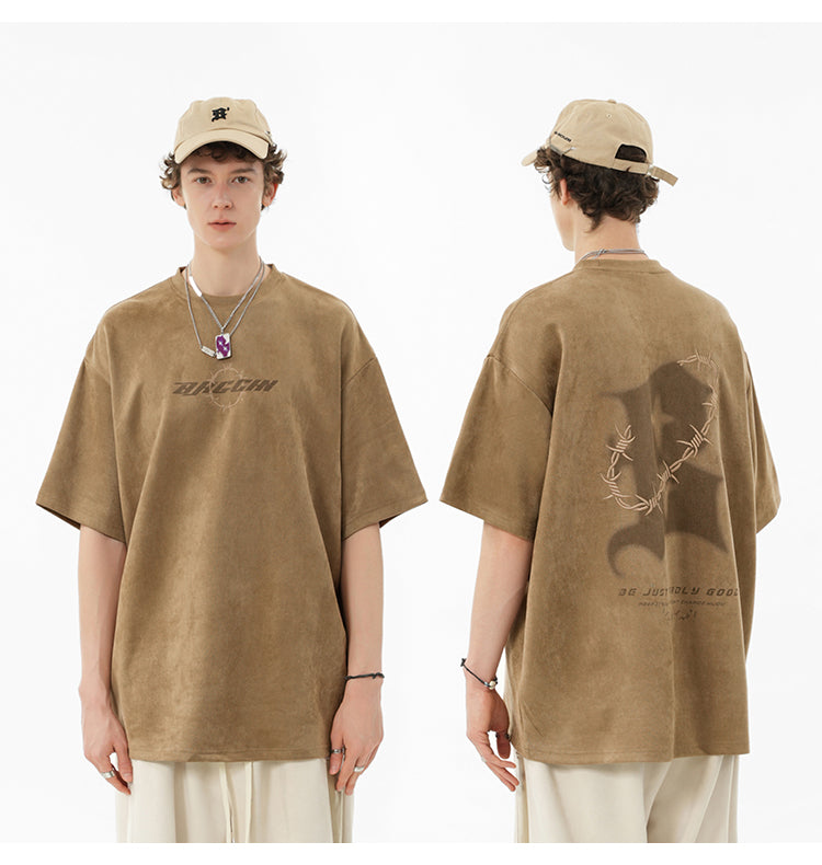Suede logo T-shirt P095