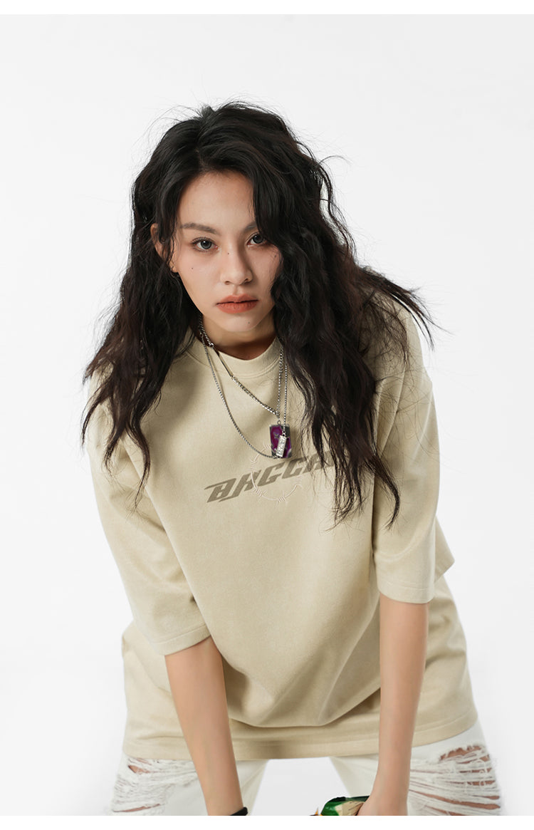 Suede logo T-shirt P095