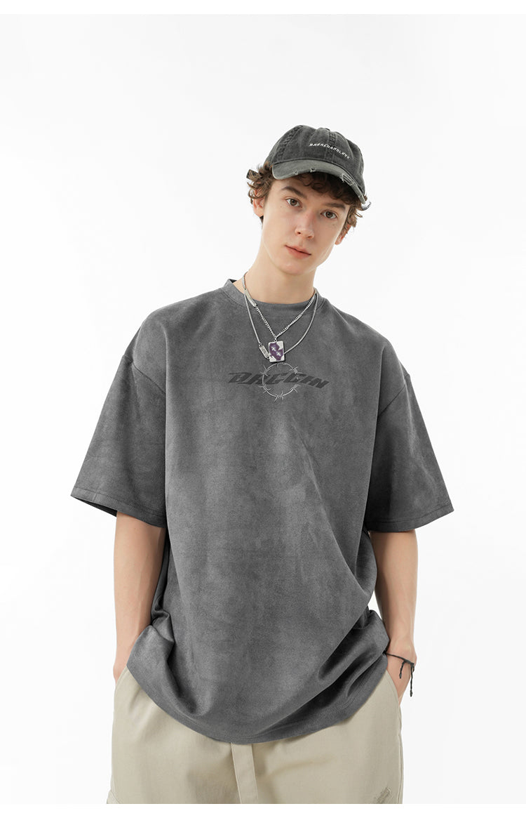 Suede logo T-shirt P095
