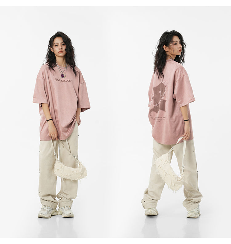Suede logo T-shirt P095