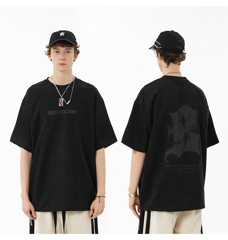 Suede logo T-shirt P095