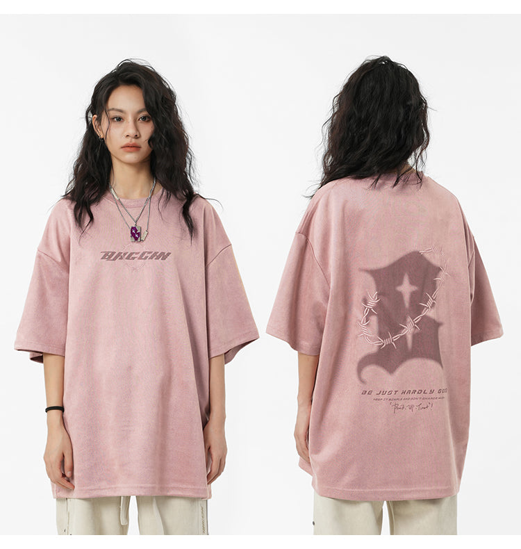 Suede logo T-shirt P095