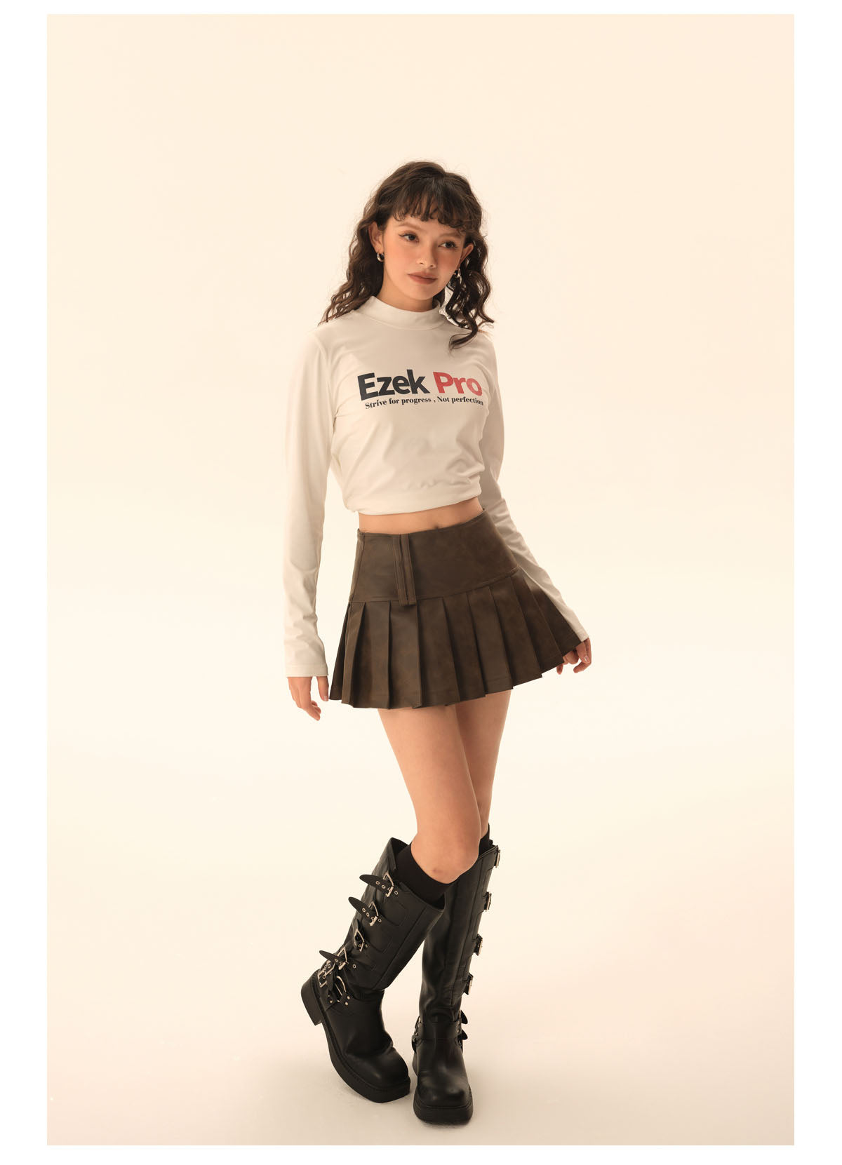 American Retro Leather Mini Skirt P405