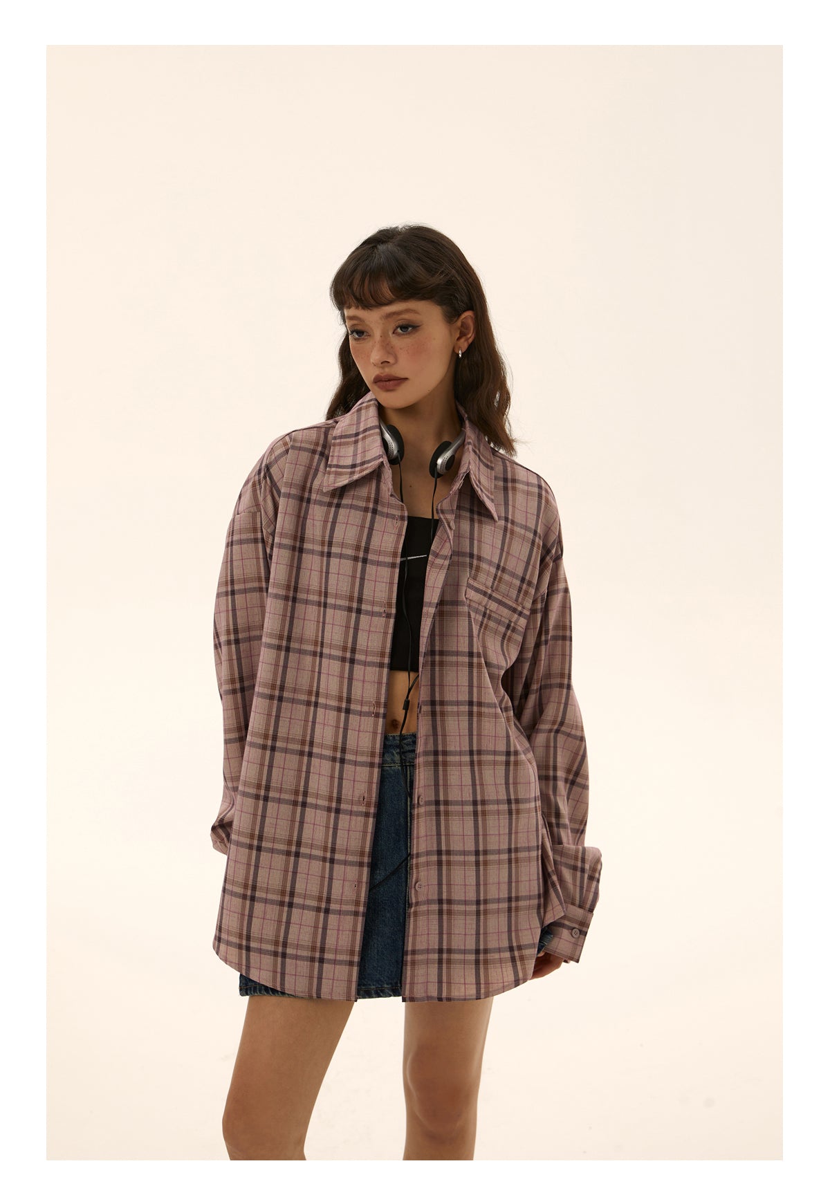 Loose fit retro check shirt P247